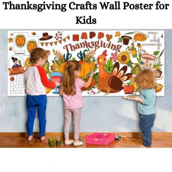Thanksgiving Giant Coloring Page | Kids' Table Decor (72x30 inches) - Picture 5 of 7